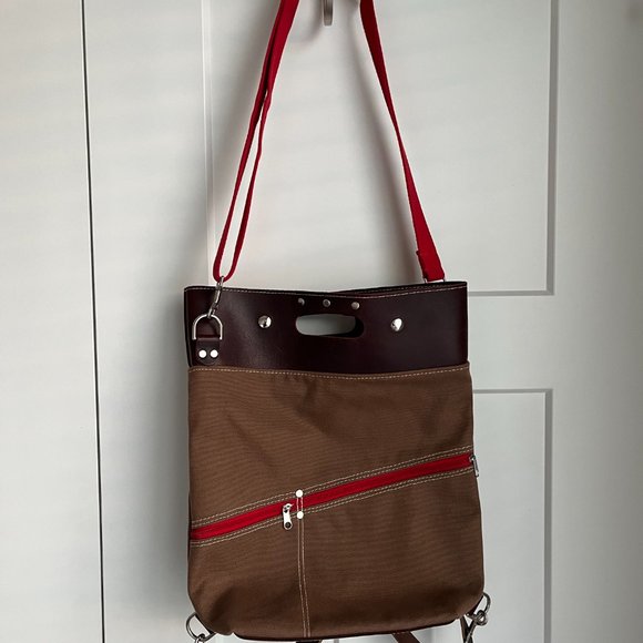 XOBruno Alvar Convertible Tote Backpack Bag Leather and Canvas - Picture 3 of 6